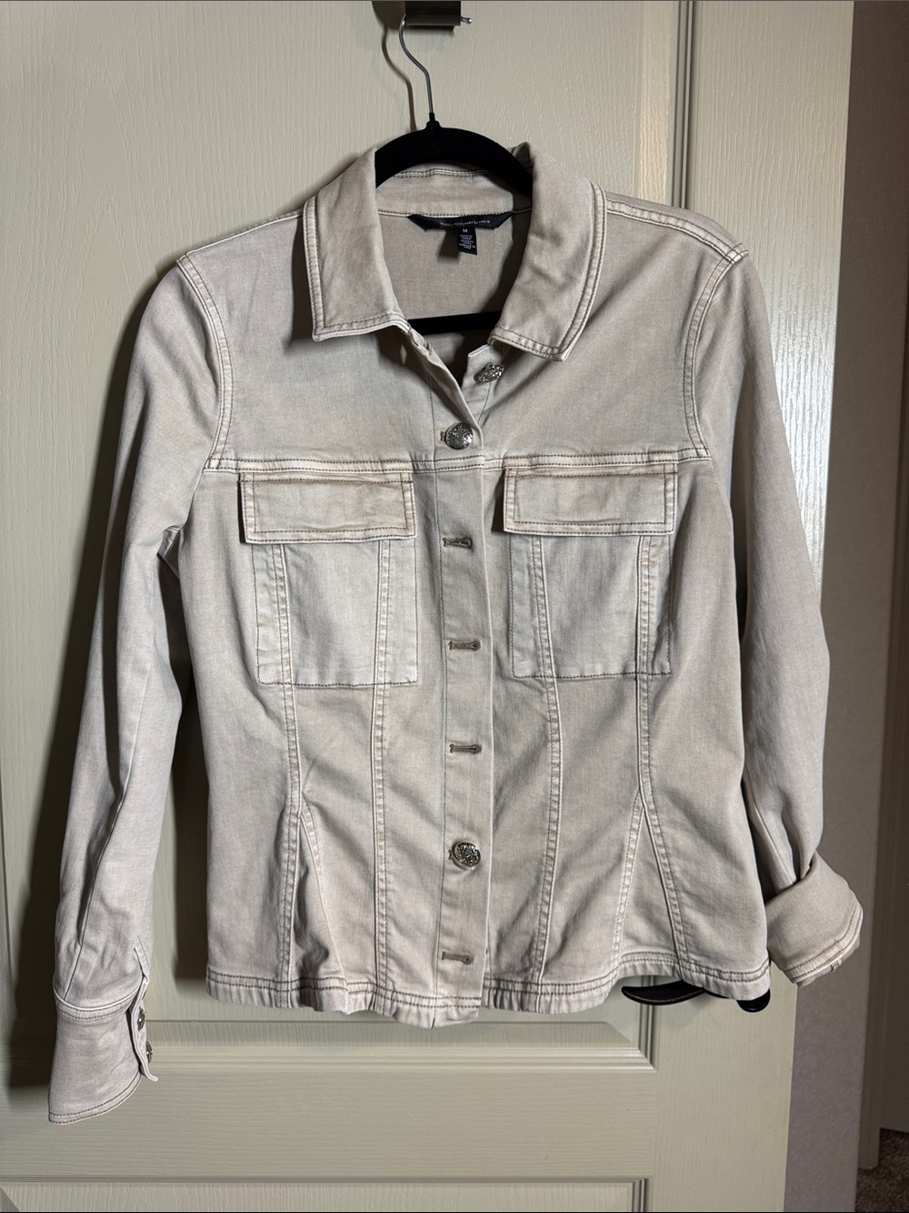White House Black Market Light Beige Denim Jacket